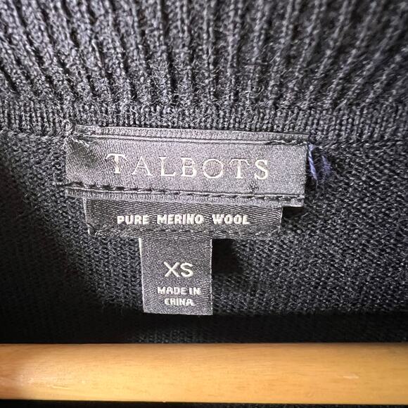 Talbots Sweater Womens Size XS Black Pure 100% Merino Wool Turtle Cowl Neck - Picture 2 of 11